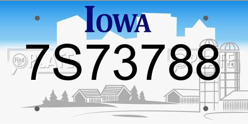 7S73788 Iowa License Plate