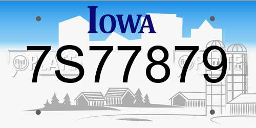 7S77879 Iowa License Plate