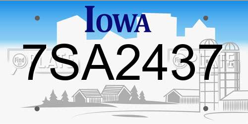 7SA2437 Iowa License Plate