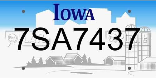 7SA7437 Iowa License Plate