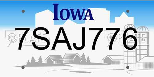 7SAJ776 Iowa License Plate