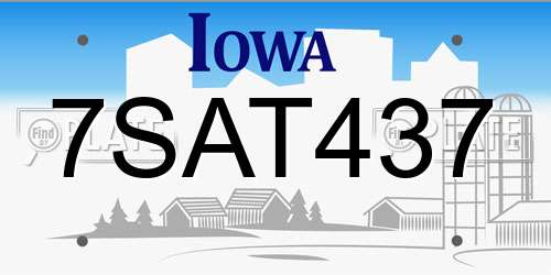7SAT437 Iowa License Plate