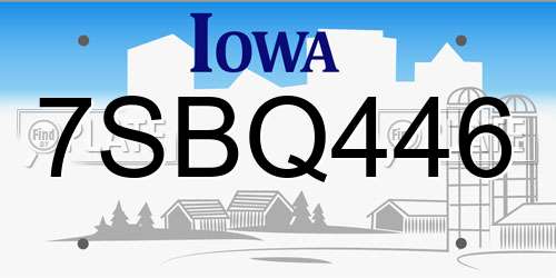 7SBQ446 Iowa License Plate