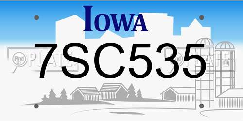7SC535 Iowa License Plate