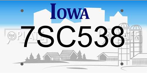 7SC538 Iowa License Plate