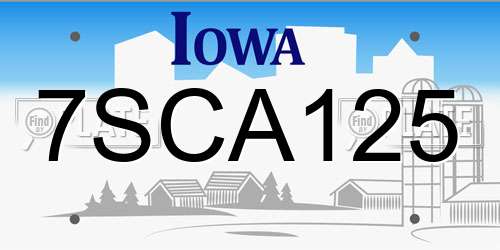 7SCA125 Iowa License Plate