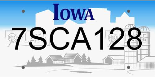 7SCA128 Iowa License Plate
