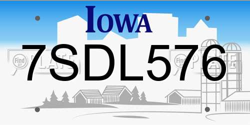 7SDL576 Iowa License Plate