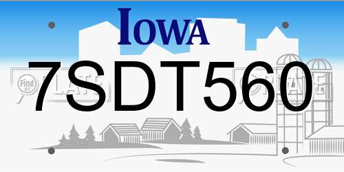 7SDT560 Iowa License Plate