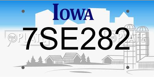 7SE282 Iowa License Plate