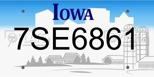 7SE6861 Iowa License Plate