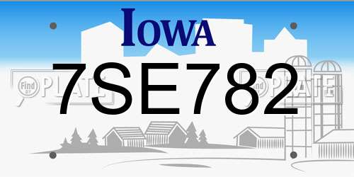 7SE782 Iowa License Plate