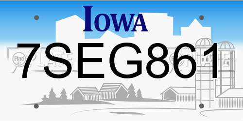 7SEG861 Iowa License Plate