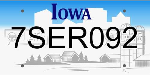 7SER092 Iowa License Plate