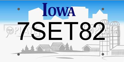 7SET82 Iowa License Plate
