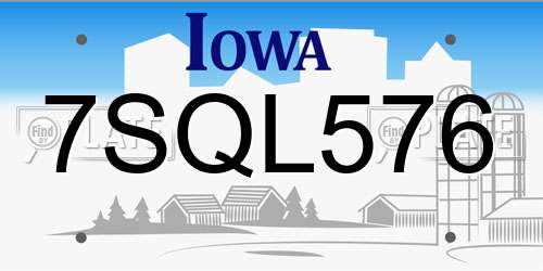 7SQL576 Iowa License Plate