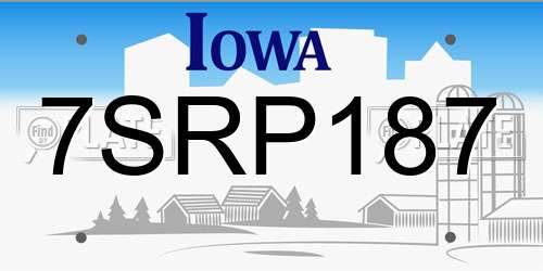 7SRP187 Iowa License Plate