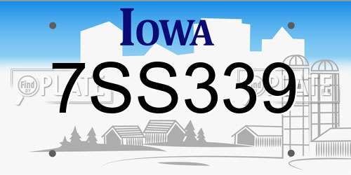 7SS339 Iowa License Plate