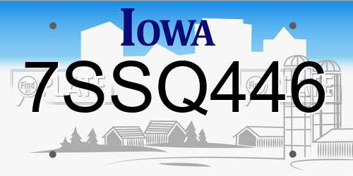 7SSQ446 Iowa License Plate