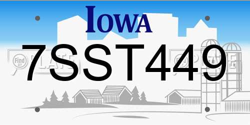 7SST449 Iowa License Plate
