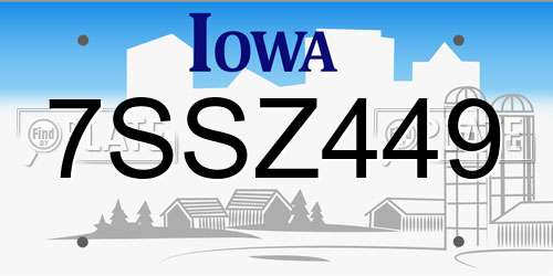 7SSZ449 Iowa License Plate
