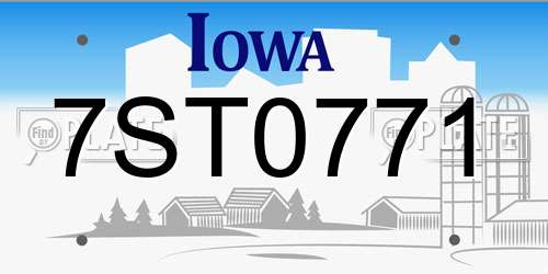 7ST0771 Iowa License Plate