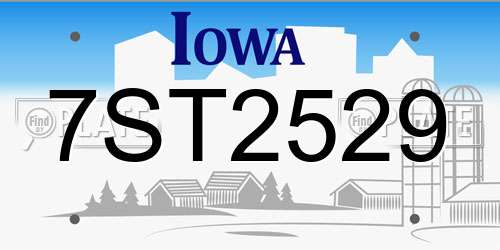 7ST2529 Iowa License Plate