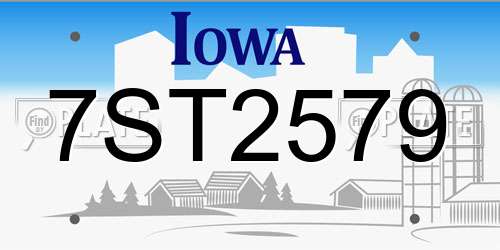 7ST2579 Iowa License Plate