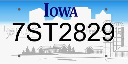 7ST2829 Iowa License Plate
