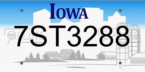 7ST3288 Iowa License Plate