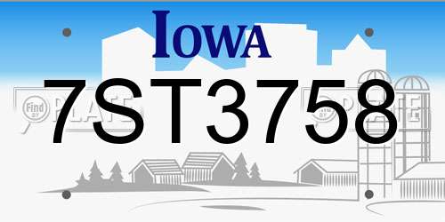 7ST3758 Iowa License Plate