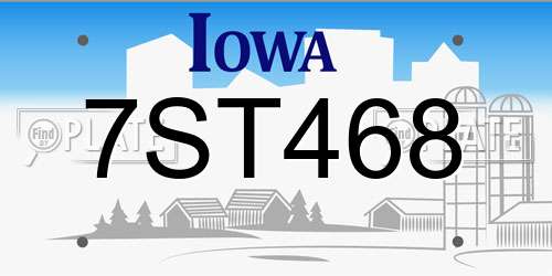 7ST468 Iowa License Plate