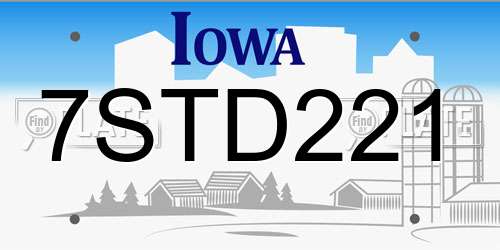 7STD221 Iowa License Plate
