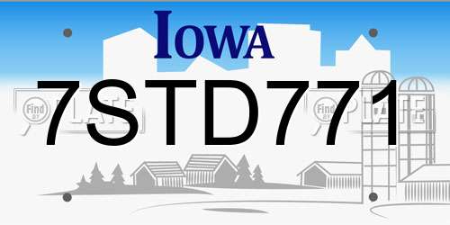 7STD771 Iowa License Plate