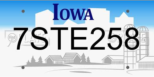 7STE258 Iowa License Plate