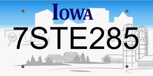 7STE285 Iowa License Plate