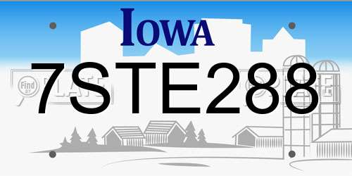 7STE288 Iowa License Plate