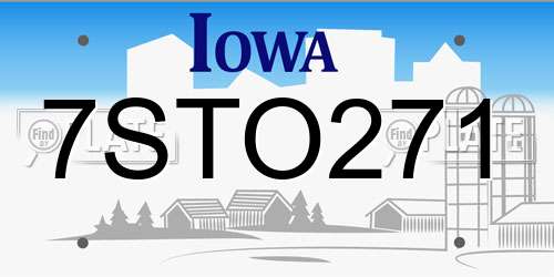 7STO271 Iowa License Plate
