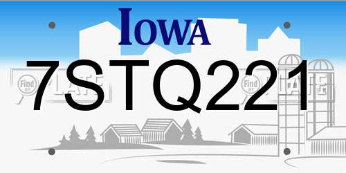7STQ221 Iowa License Plate