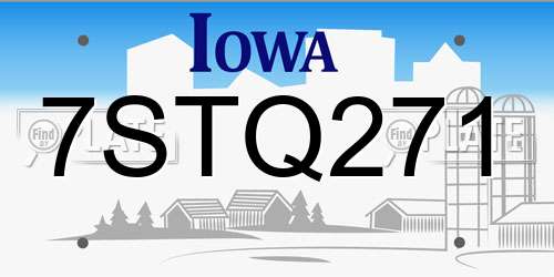 7STQ271 Iowa License Plate