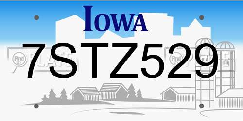 7STZ529 Iowa License Plate