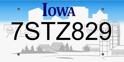 7STZ829 Iowa License Plate