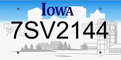7SV2144 Iowa License Plate