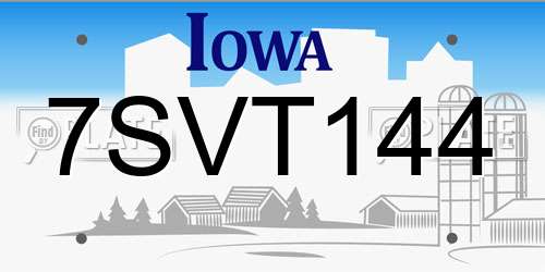 7SVT144 Iowa License Plate