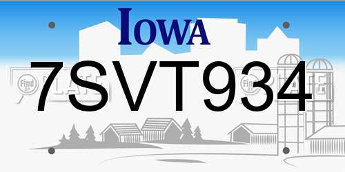 7SVT934 Iowa License Plate