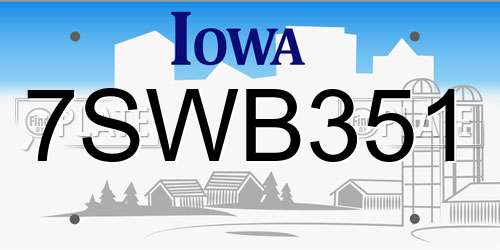 7SWB351 Iowa License Plate