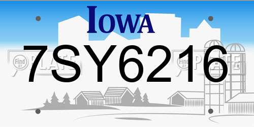 7SY6216 Iowa License Plate