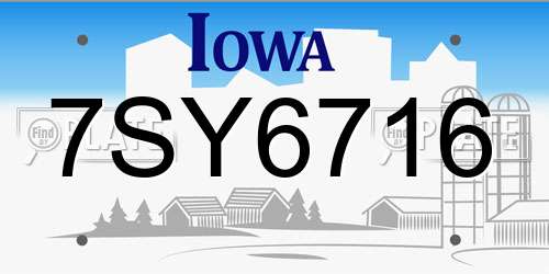 7SY6716 Iowa License Plate