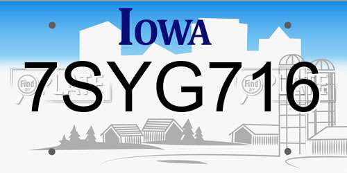 7SYG716 Iowa License Plate