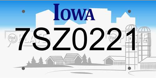 7SZ0221 Iowa License Plate